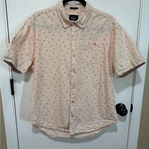 Casual Peach and Green Button-Down Shirt